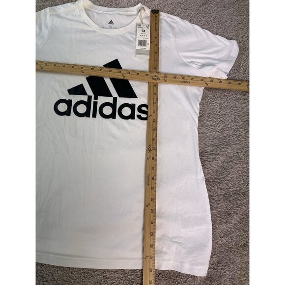 Adidas Womens Regular fit Short Sleeve Logo T-Shirt Shirt White Solid - Picture 3 of 11